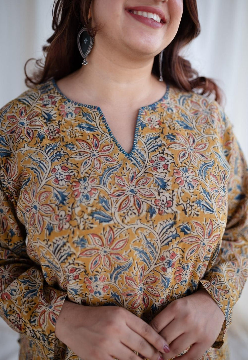 Ayesha Kalamkari Cotton Hand Embroidered Kurta
