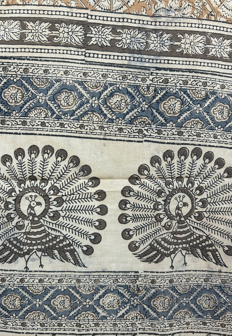 Beige Kalamkari Cotton Dupatta