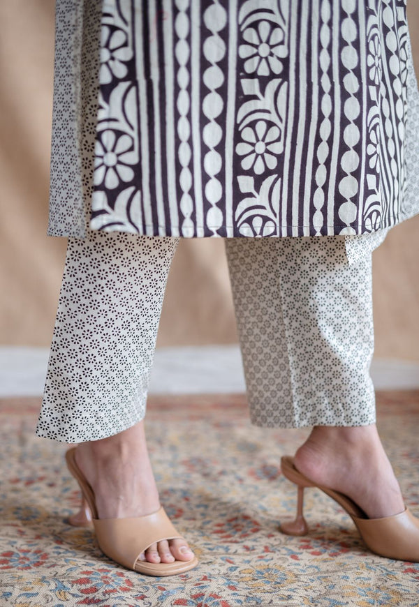 Yashi Beige Fakira Mul Cotton Straight Pant