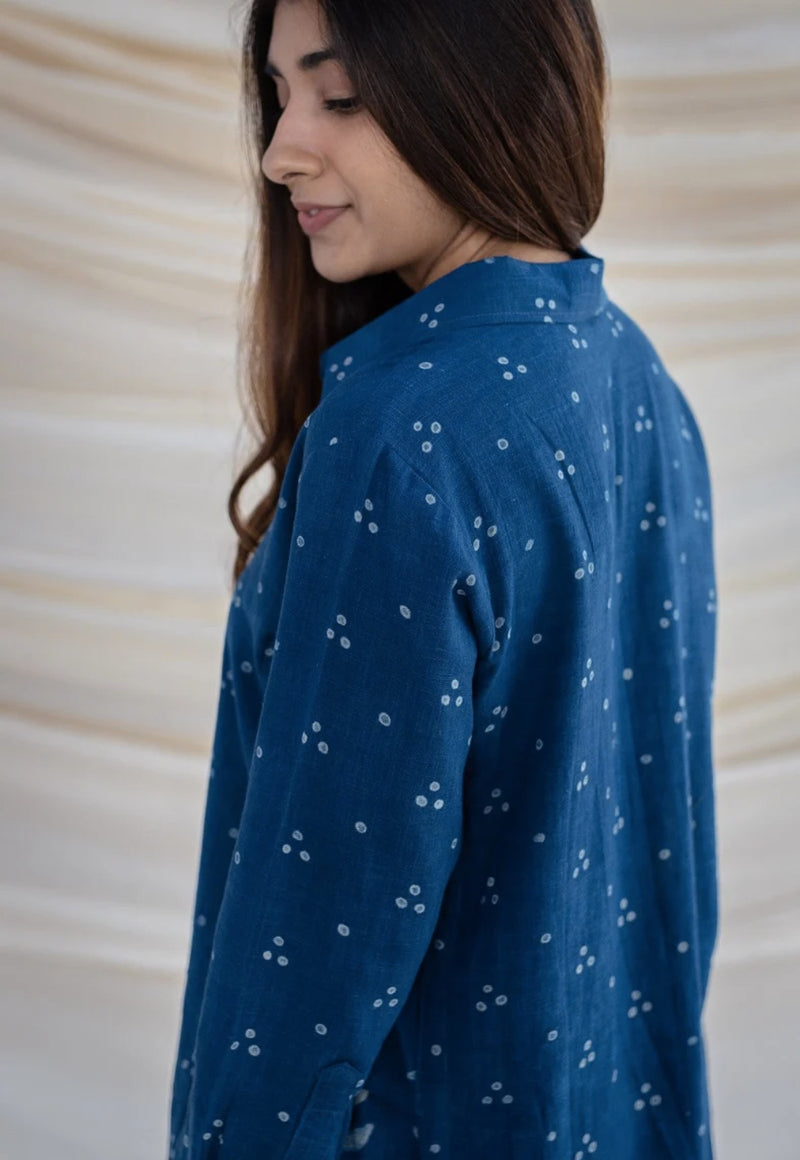 Anya Blue Slub Cotton Dabu Co-Ord Set