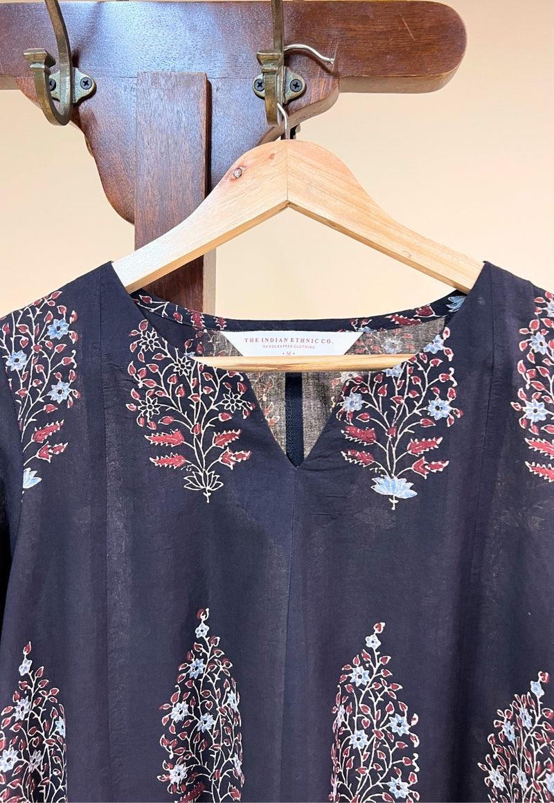 Prisha Black Ajrakh Cotton kali Kurta