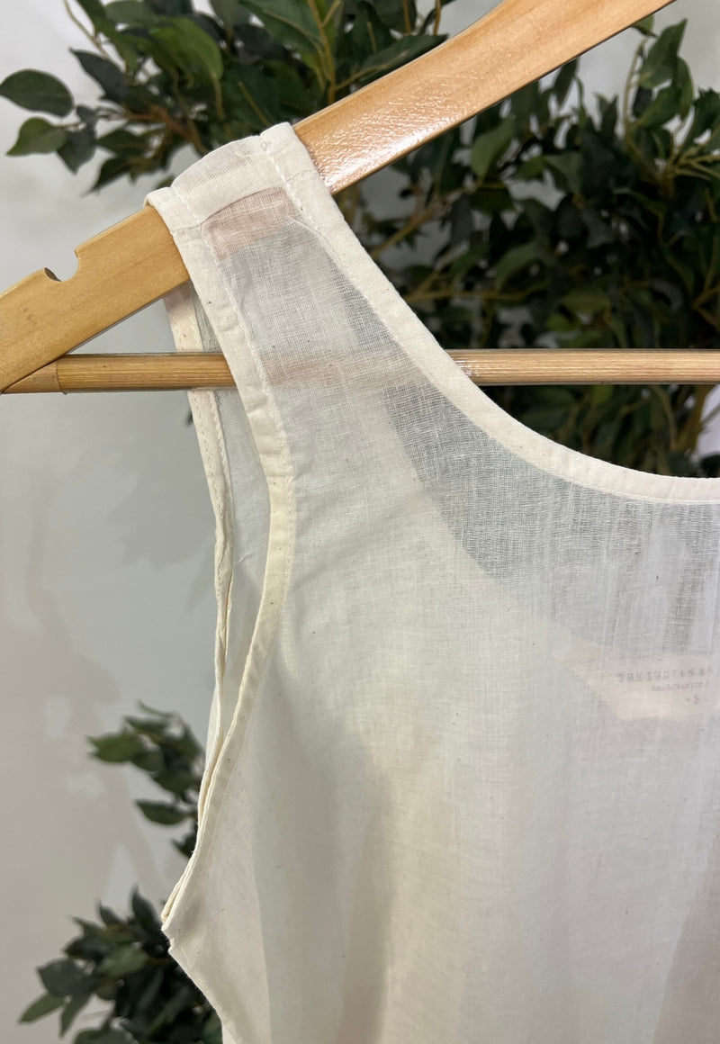 Off White Solid Mul Cotton A Line Slip