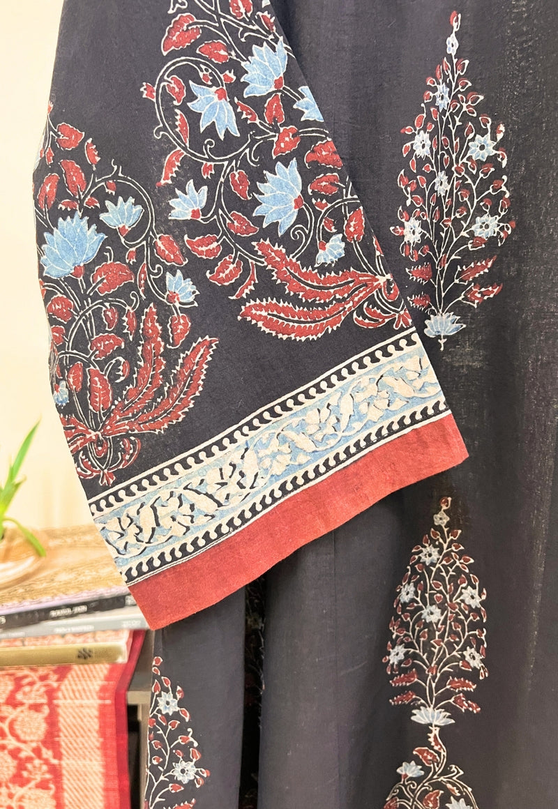 Prisha Black Ajrakh Cotton kali Kurta
