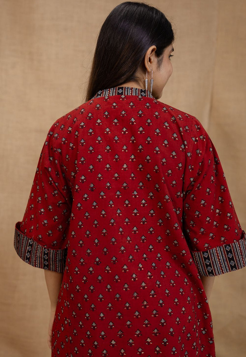 Adrina Madder Ajrakh Cotton A Line Kurta