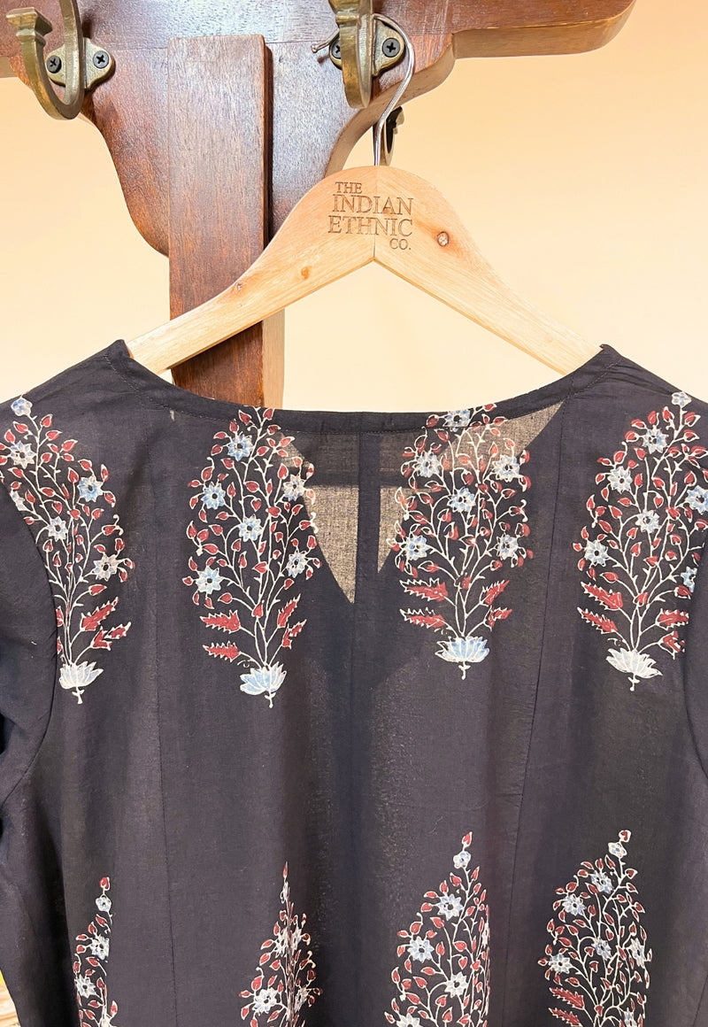 Prisha Black Ajrakh Cotton kali Kurta