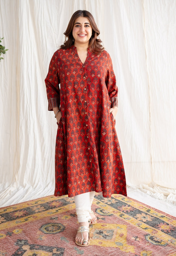 Buy SHADES OF FAASHION Red Cotton Rayon Kurti With White Cotton Rayon  Trouser Pant (Set of 2) online