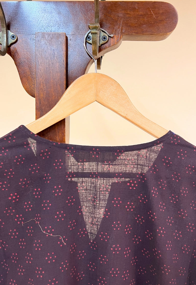 Nyra Red Dabu Slub Cotton Jhabba Kali Kurta