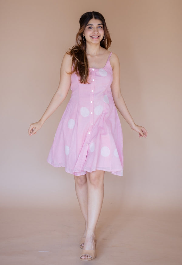 Afra Pink Batik MulMul A Line Dress