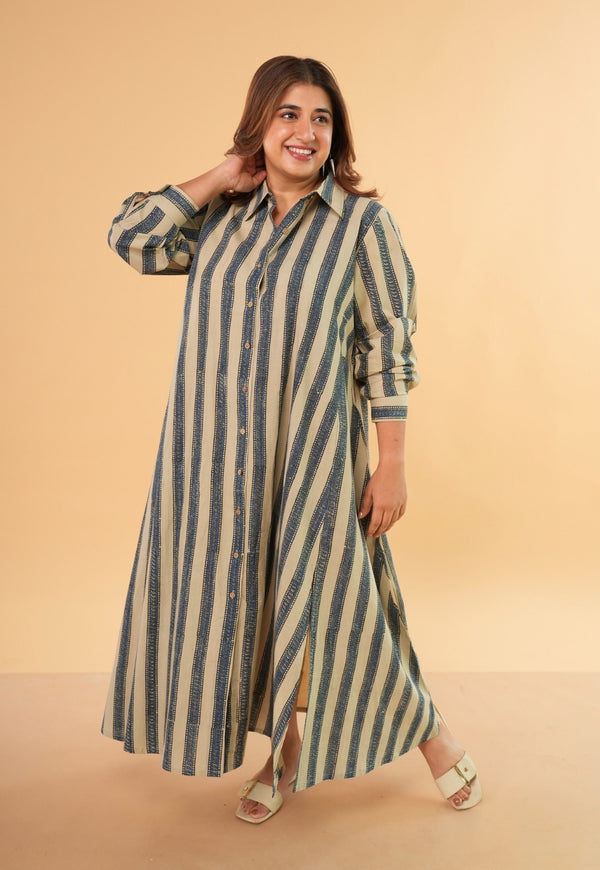 Trusha White Ajrakh Cotton A Line Dress
