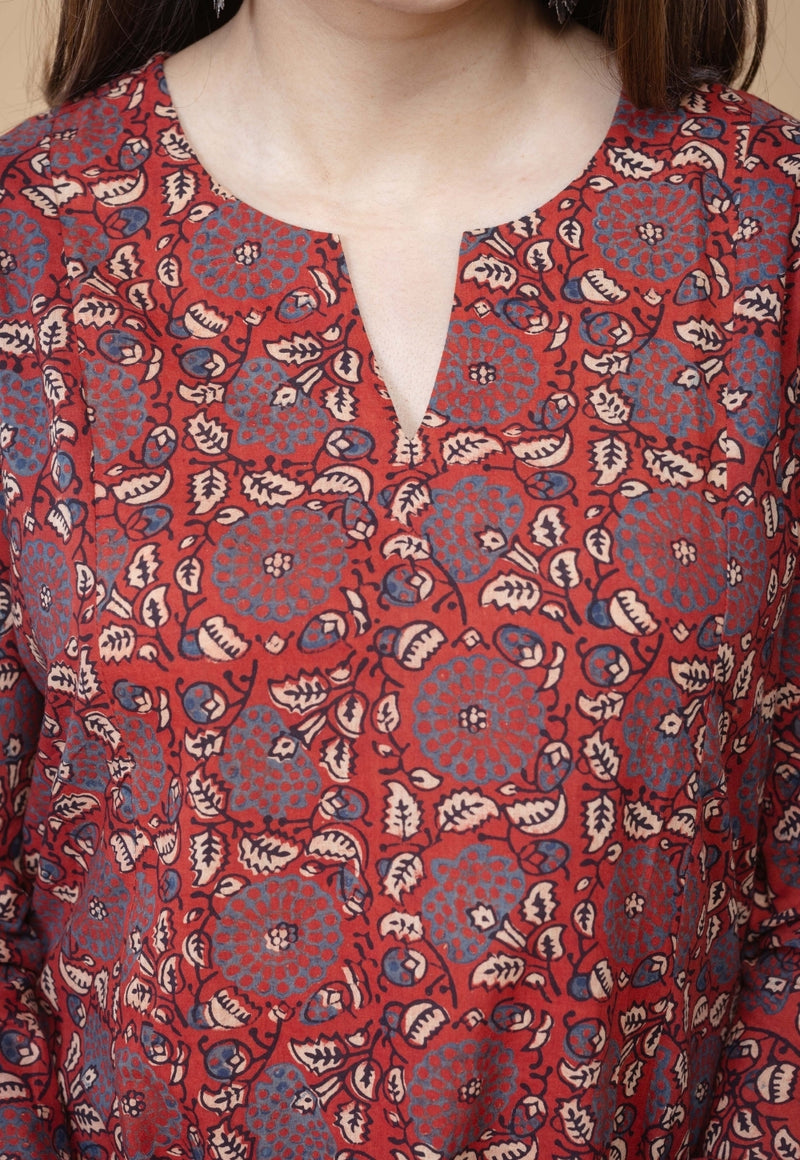 Shinat Red Ajrakh Cotton Jhabba Kali Kurta