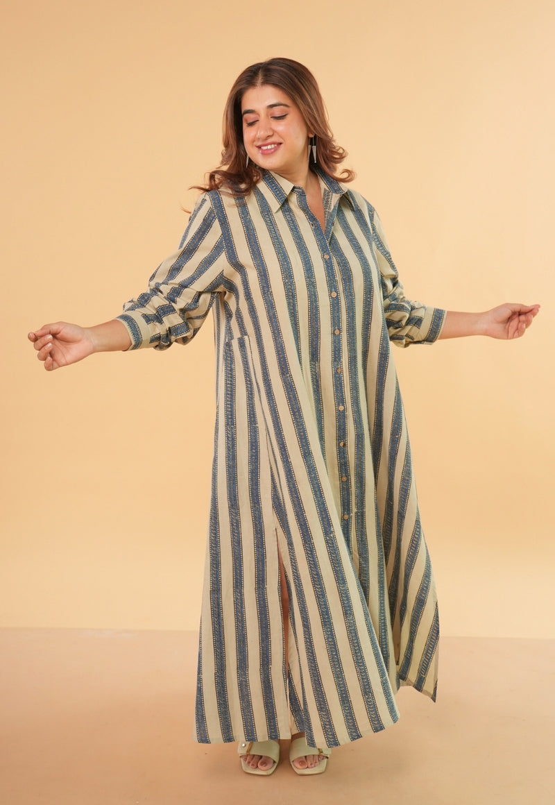 Trusha White Ajrakh Cotton A Line Dress