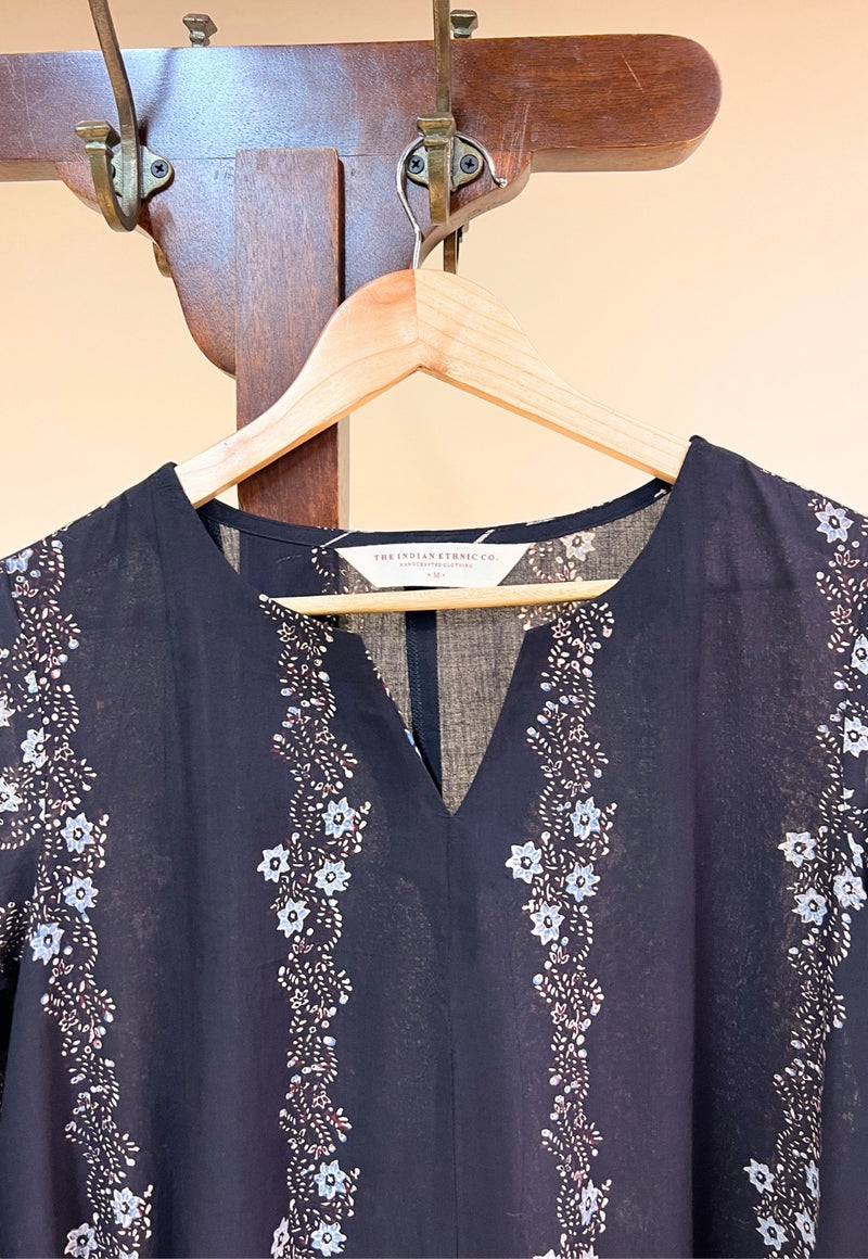 Prisha Black Ajrakh Cotton kali Kurta