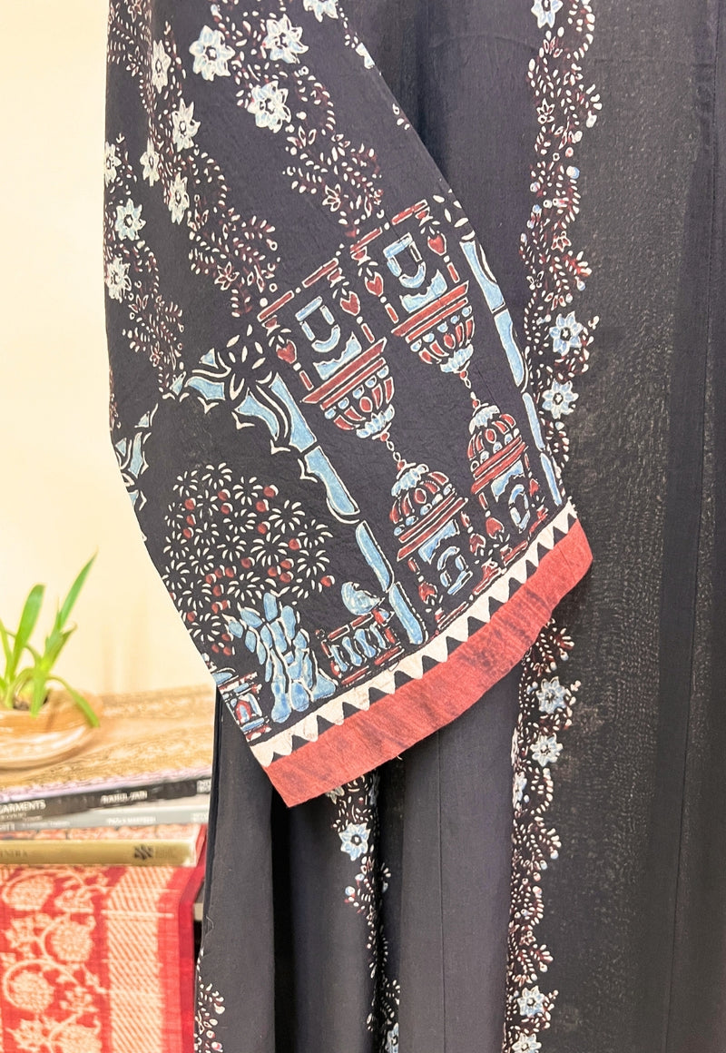 Prisha Black Ajrakh Cotton kali Kurta