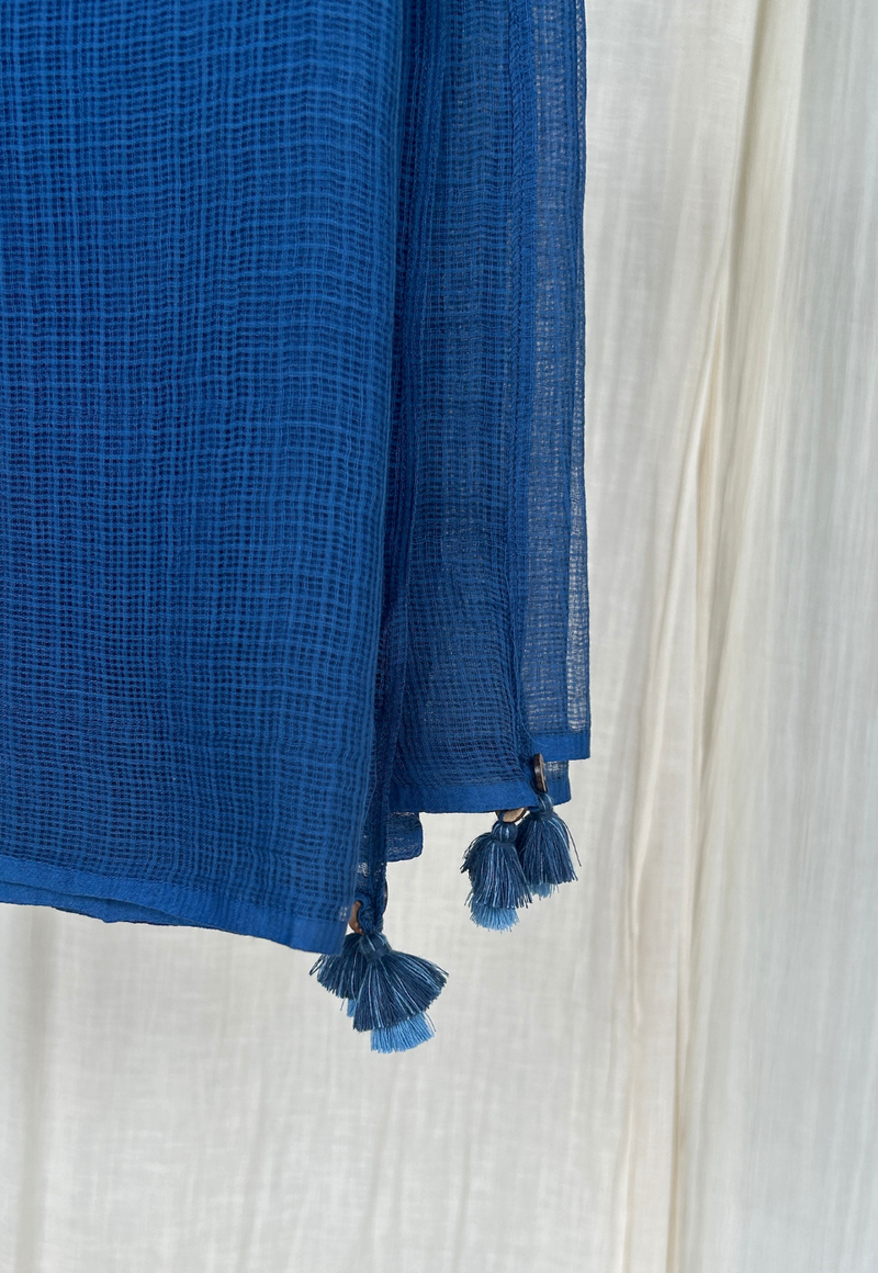 Indigo Plain Dyed Kota Doria Dupatta