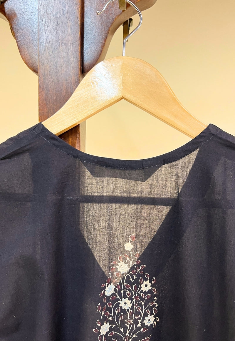 Prisha Black Ajrakh Cotton kali Kurta