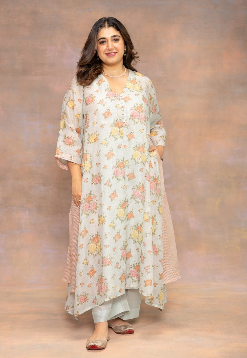 Baby Pink Solid Kota Doria Silk Dupatta with Mukaish Detailing