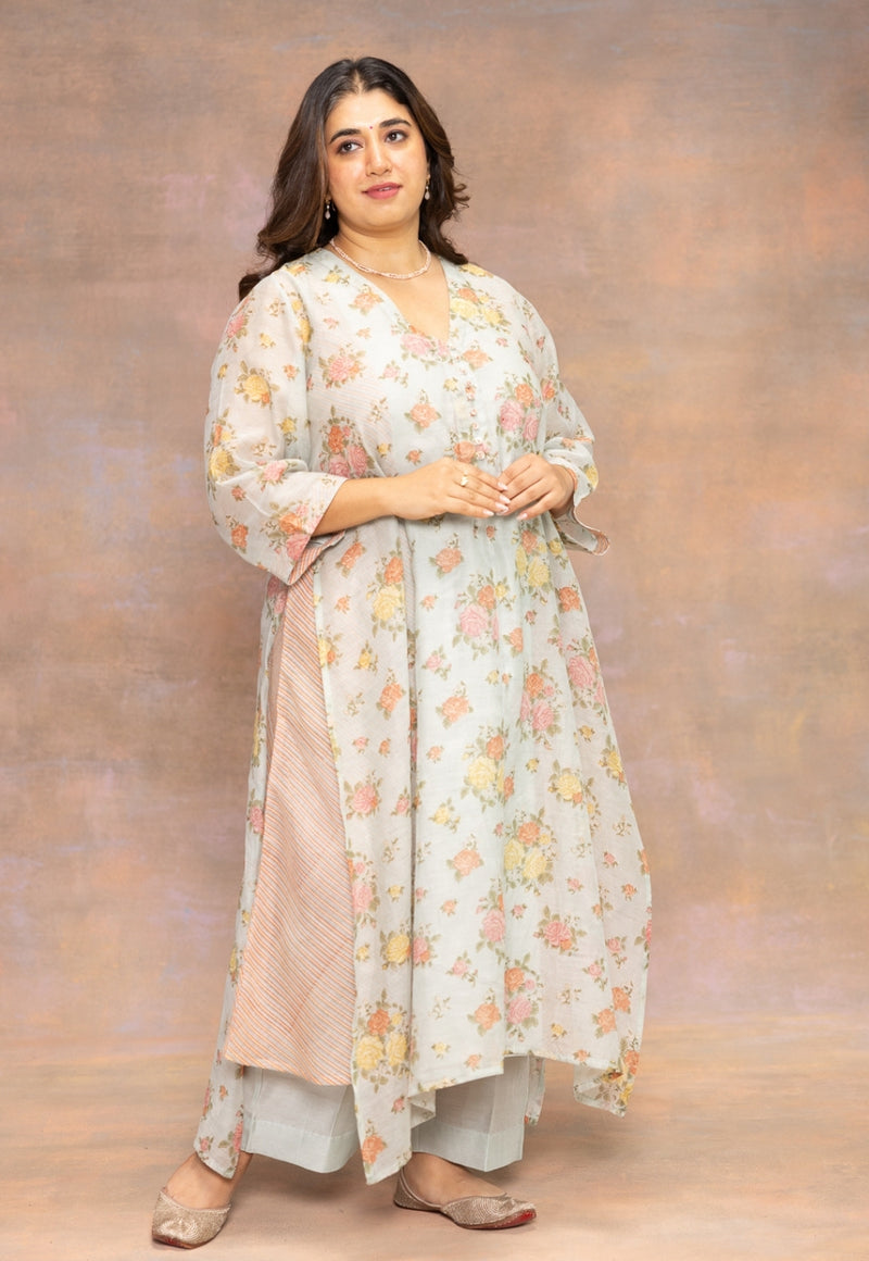 Light Blue Solid Silk Net Dupatta