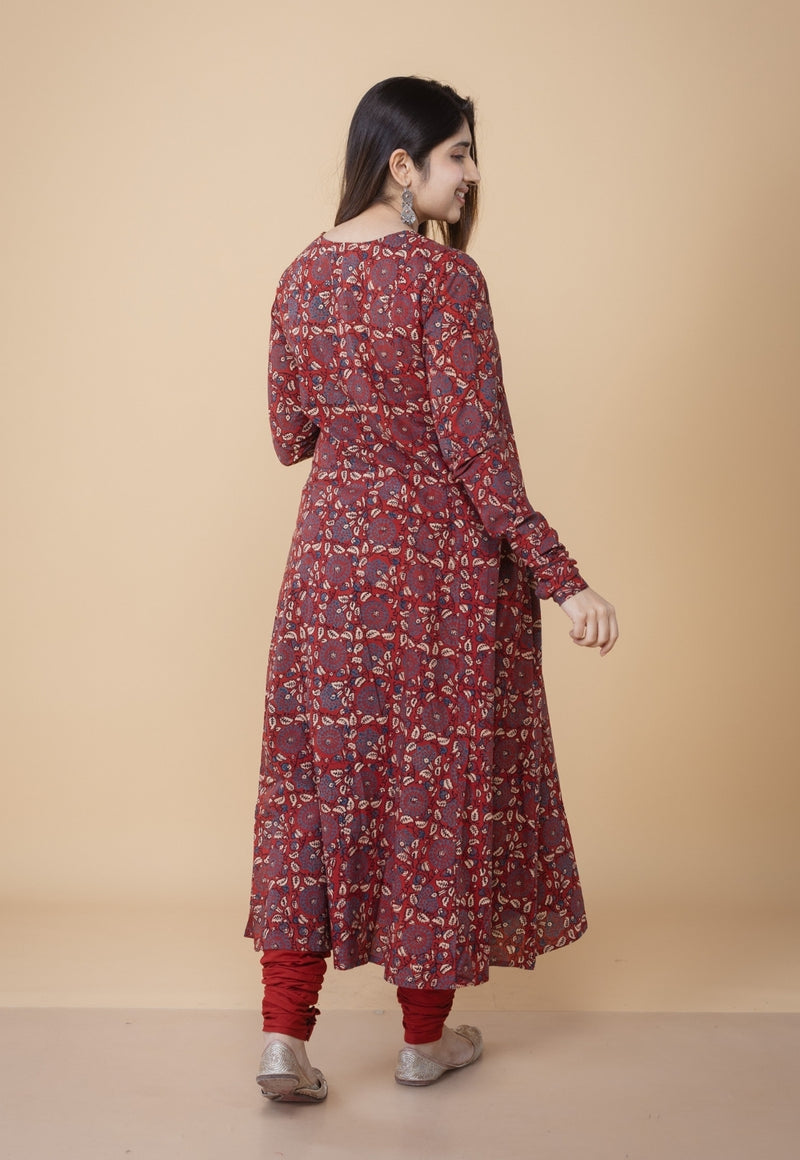 Shinat Red Ajrakh Cotton Jhabba Kali Kurta
