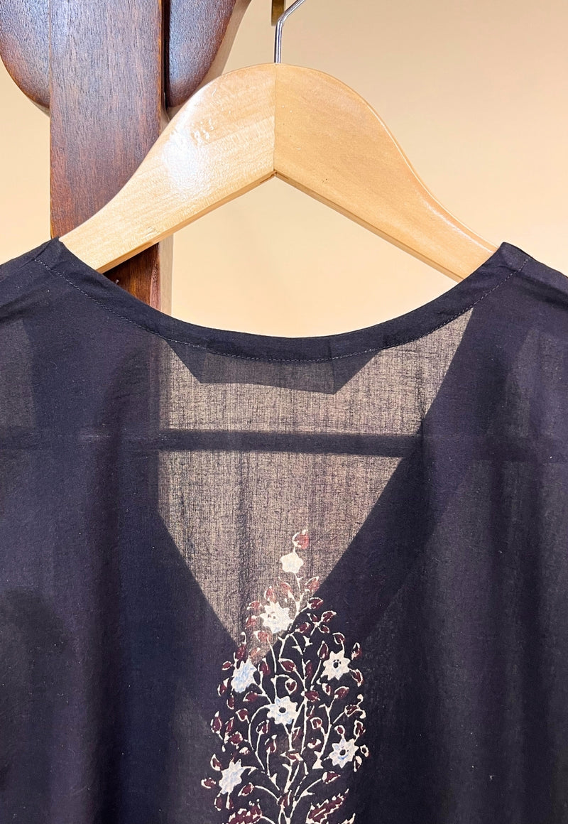 Elisha Black Ajrakh Cotton Straight Kurta