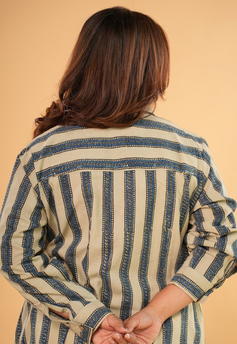 Trusha White Ajrakh Cotton A Line Dress