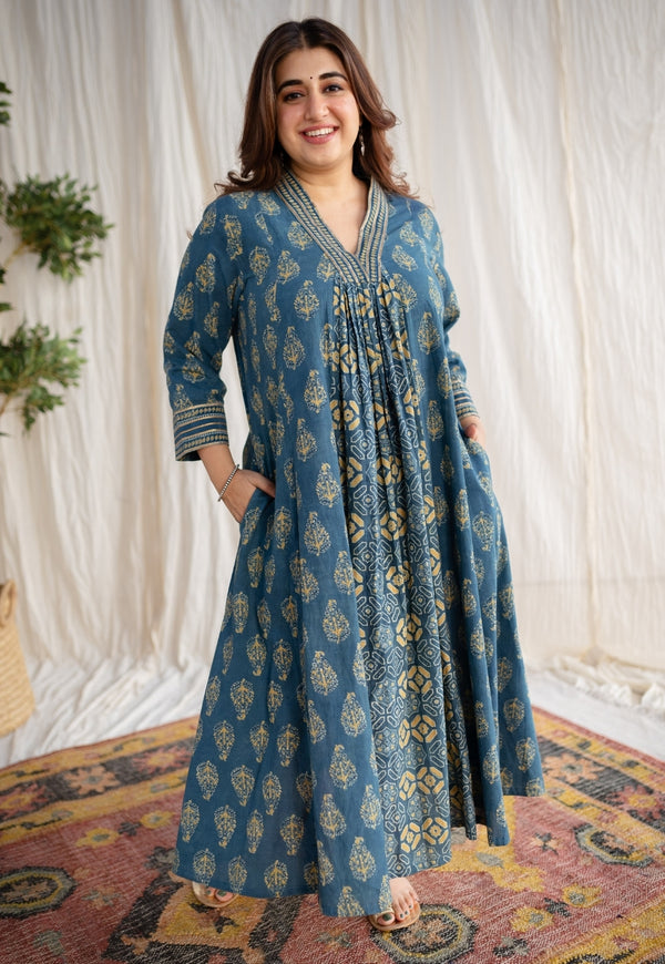 Buy our Indigo Ethnic Motifs Flared Maxi online from