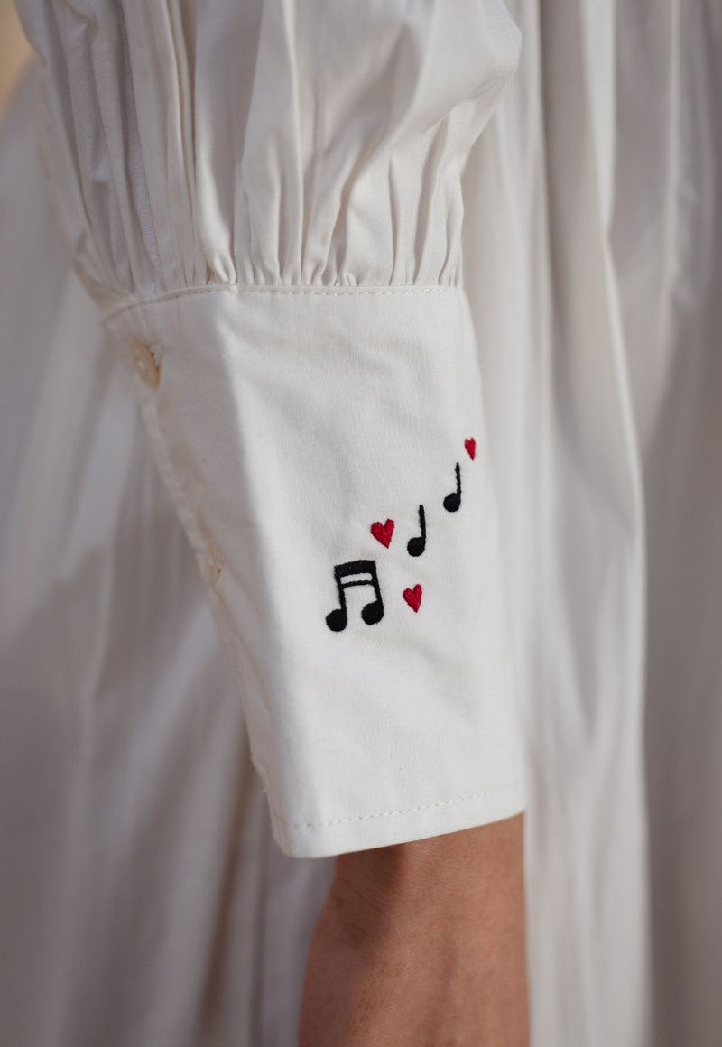 TIECO DyeVerse - White Poplin Cotton Embroidered Dress
