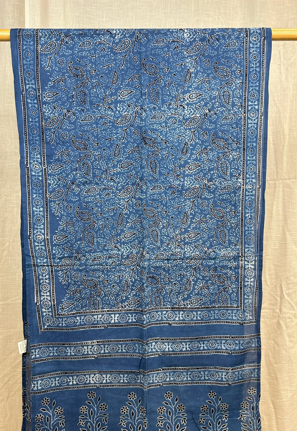 Indigo Ajrakh Cotton Stole