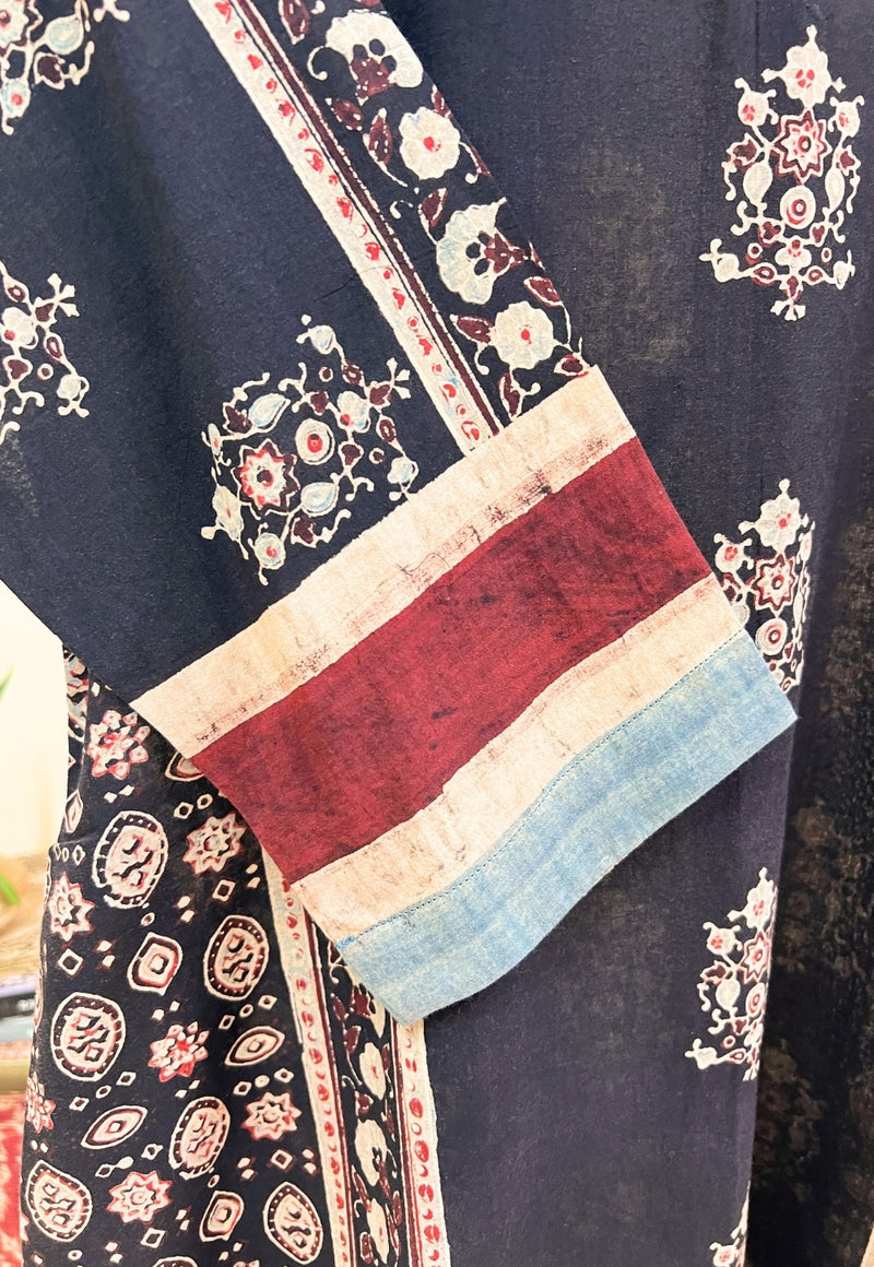 Elisha Black Ajrakh Cotton Straight Kurta