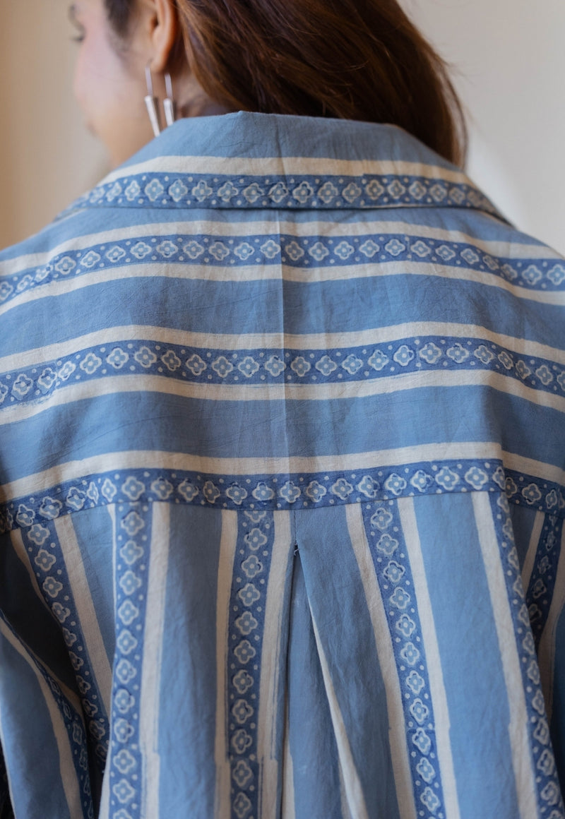 Ruhi Blue Ajrakh Cotton Anti-Fit Shirt