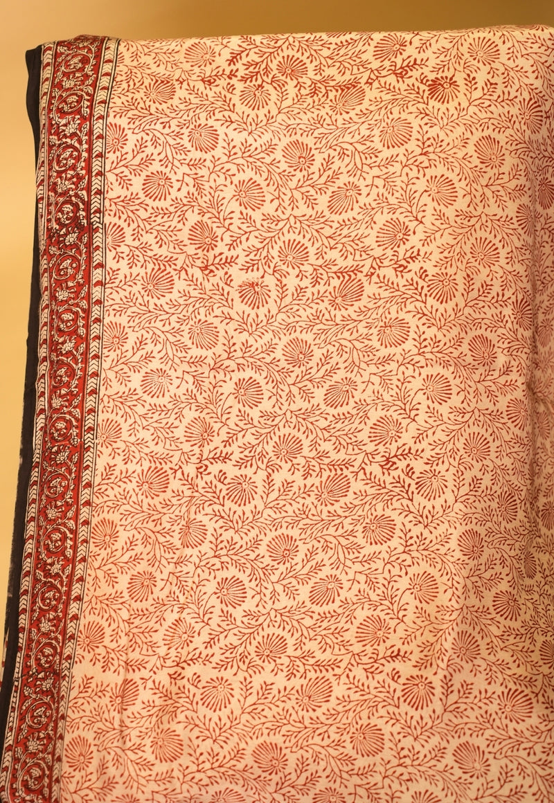 Black Paisley Bagru Hand Block Print Modal Saree