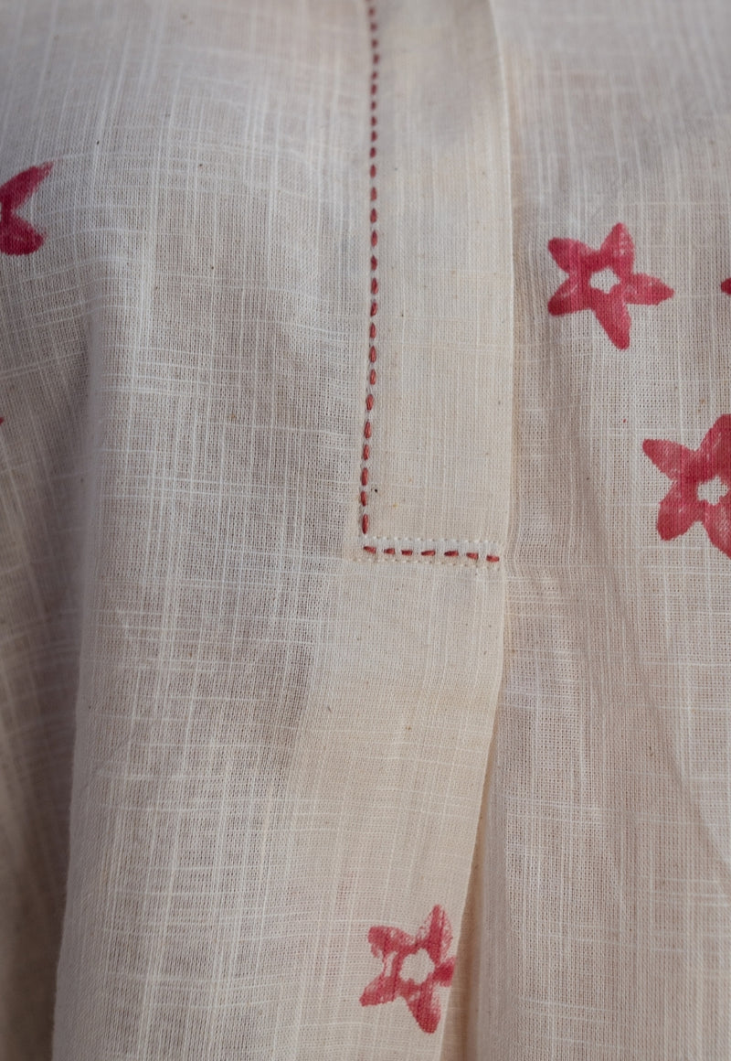 Rayia Dabu Slub Cotton Hand Embroidered Top