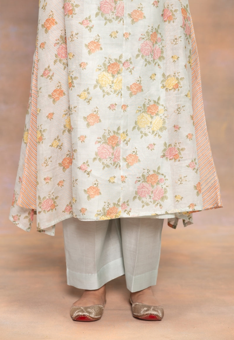 Yashi Blue Solid Chanderi Silk Straight Pant