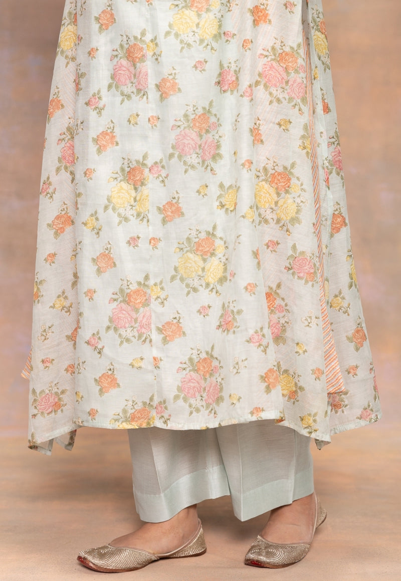 Yashi Blue Solid Chanderi Silk Straight Pant