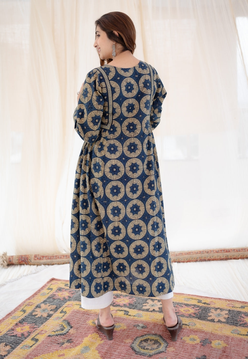 Indian Ethnic Women's Nashia Ajrakh Cotton Dress – THE INDIAN ETHNIC CO.