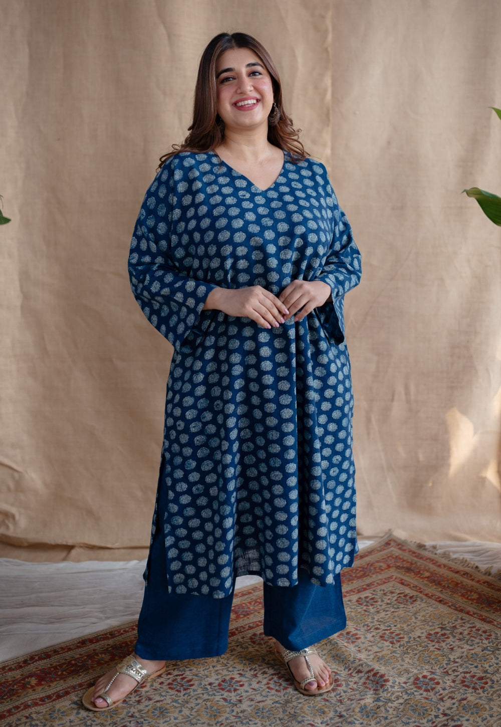 INDIAN ETHNIC WOMEN'S Safia Dabu Slub Cotton Jhabba Kali Kurta – THE ...