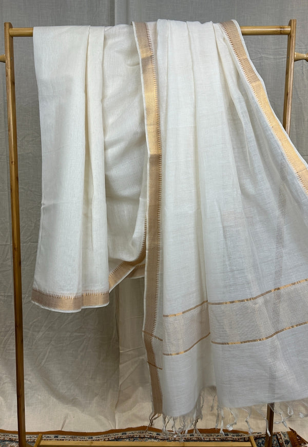 Off-White Nizam Border Mangalgiri Cotton Saree