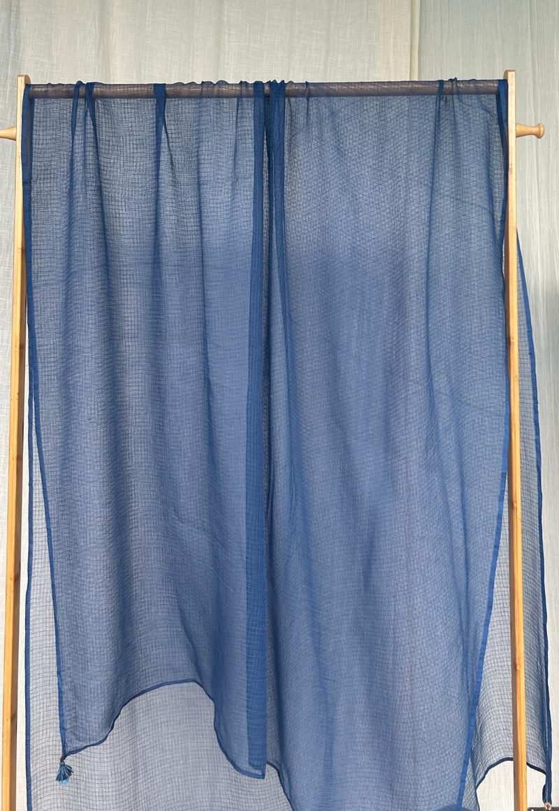 Blue Plain Dyed Kota Doria Dupatta