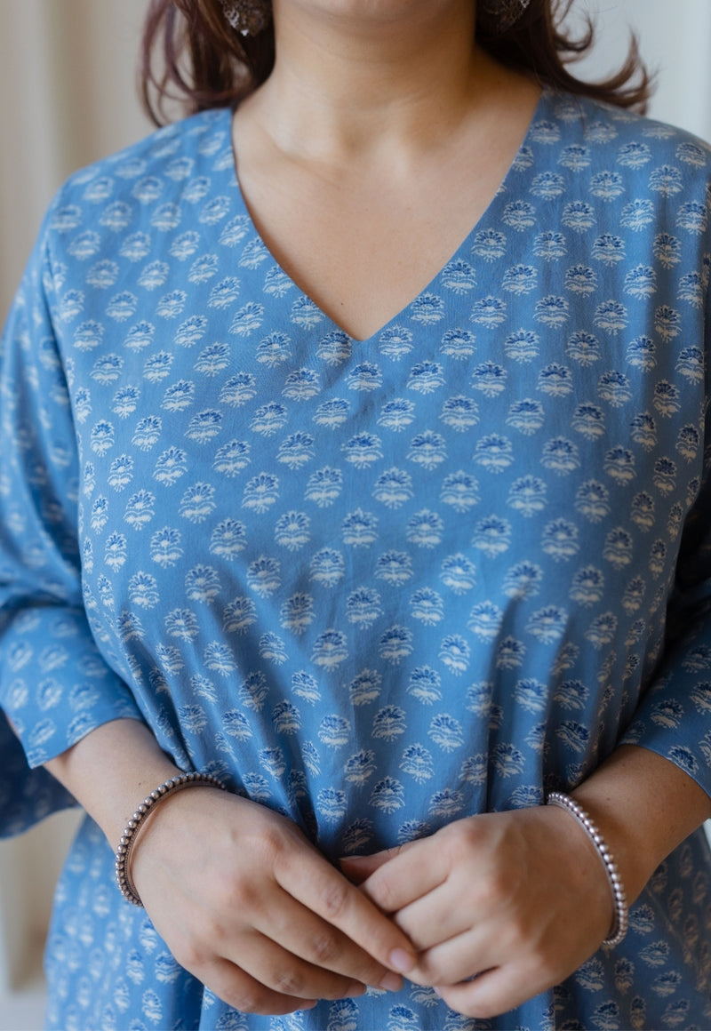 Shaili Blue Ajrakh Cotton A Line Kurta