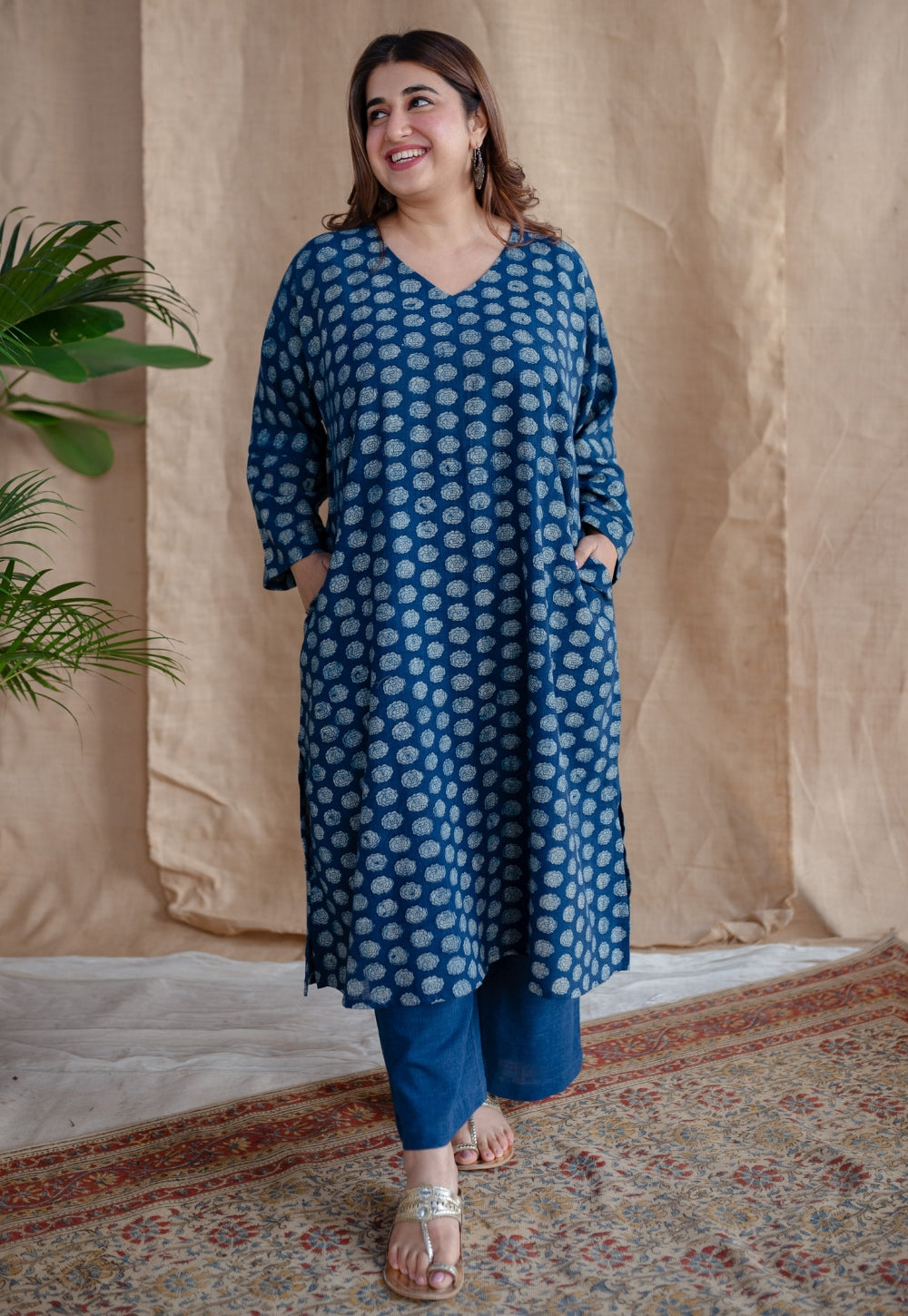 INDIAN ETHNIC WOMEN'S Safia Dabu Slub Cotton Jhabba Kali Kurta – THE ...