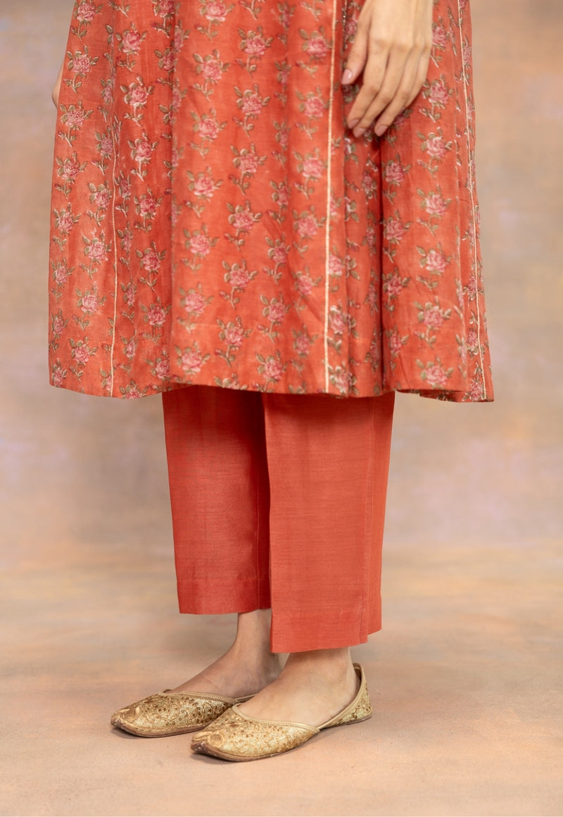 Prita Orange Solid Chanderi Silk Narrow Pant