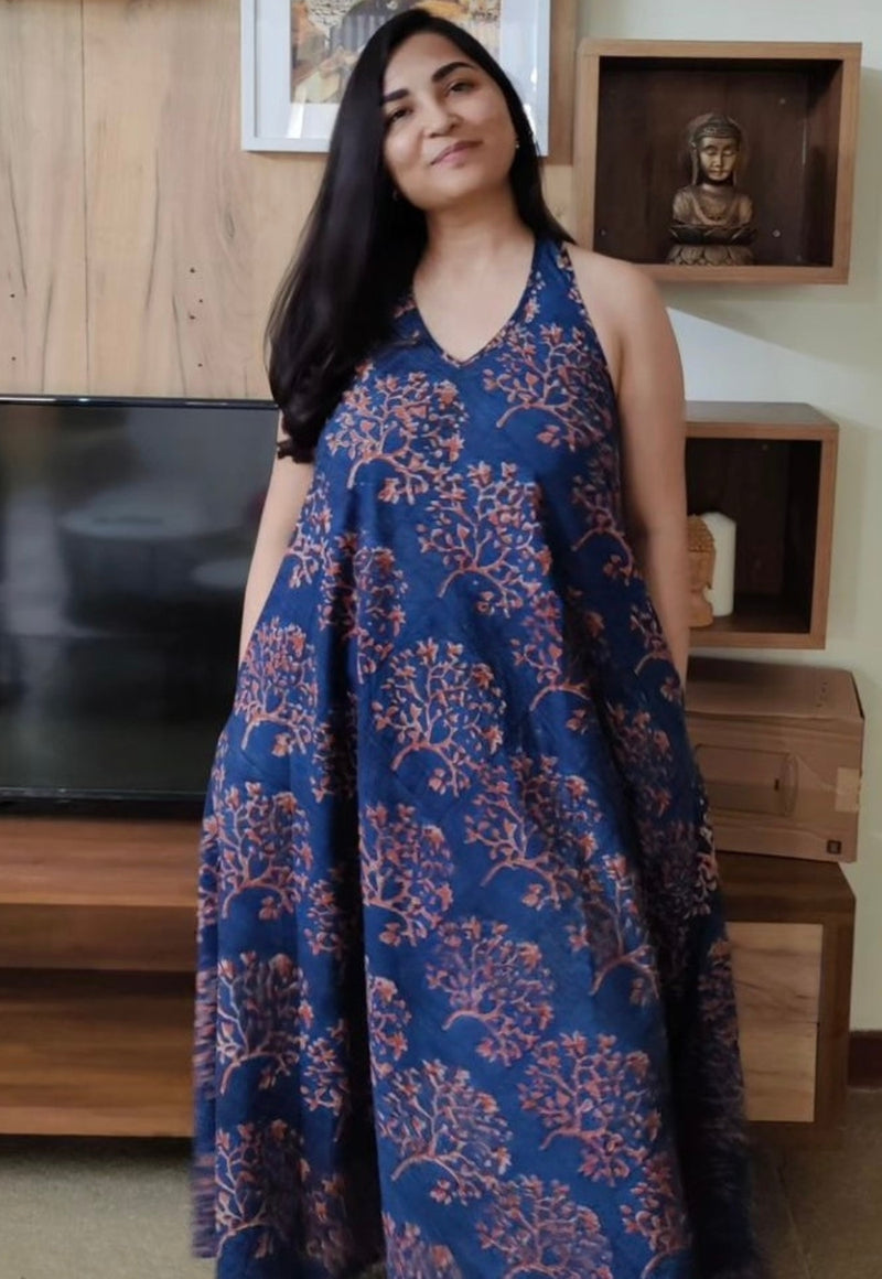 Tashi Halter Neck Cotton Maxi Dress