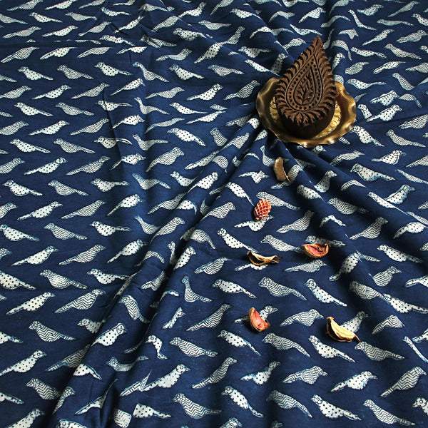 White Sparrow Butta Dabu Hand Block Printed Cotton Fabric