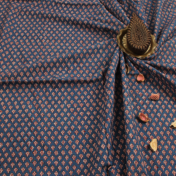 Blue Butti Fadat Hand Block Print Cotton Fabric