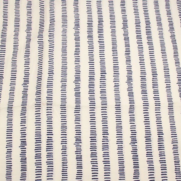 Indigo Lines Sanganeri Handblock Print Cotton Fabric