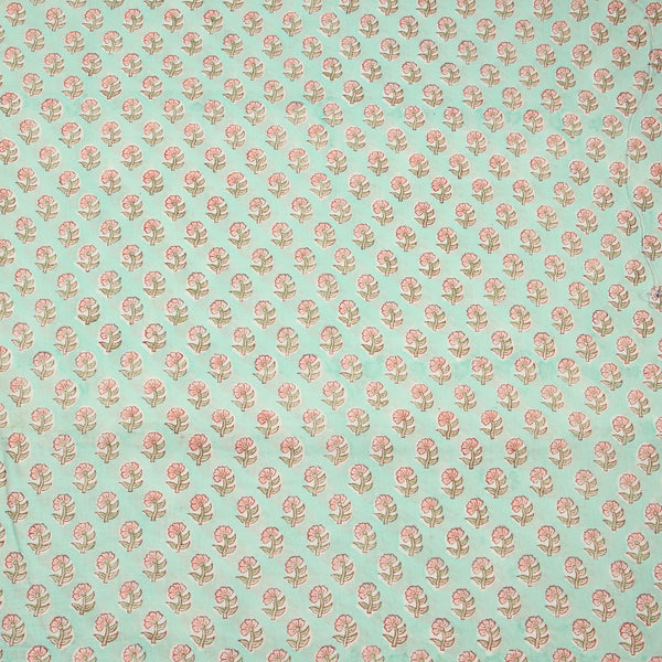 Pink Petunia Sanganeri Handblock Print Cotton Fabric