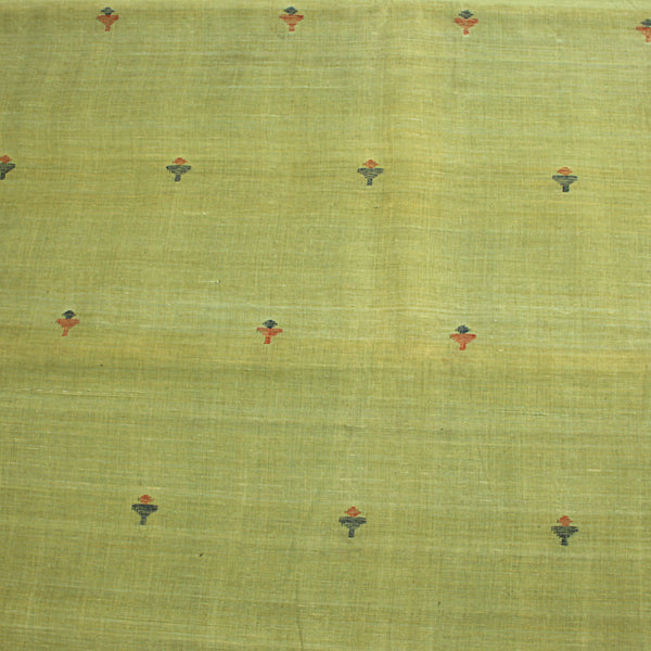 Pista Green Bud Butti Handspun Handwoven Jamdani Cotton Fabric