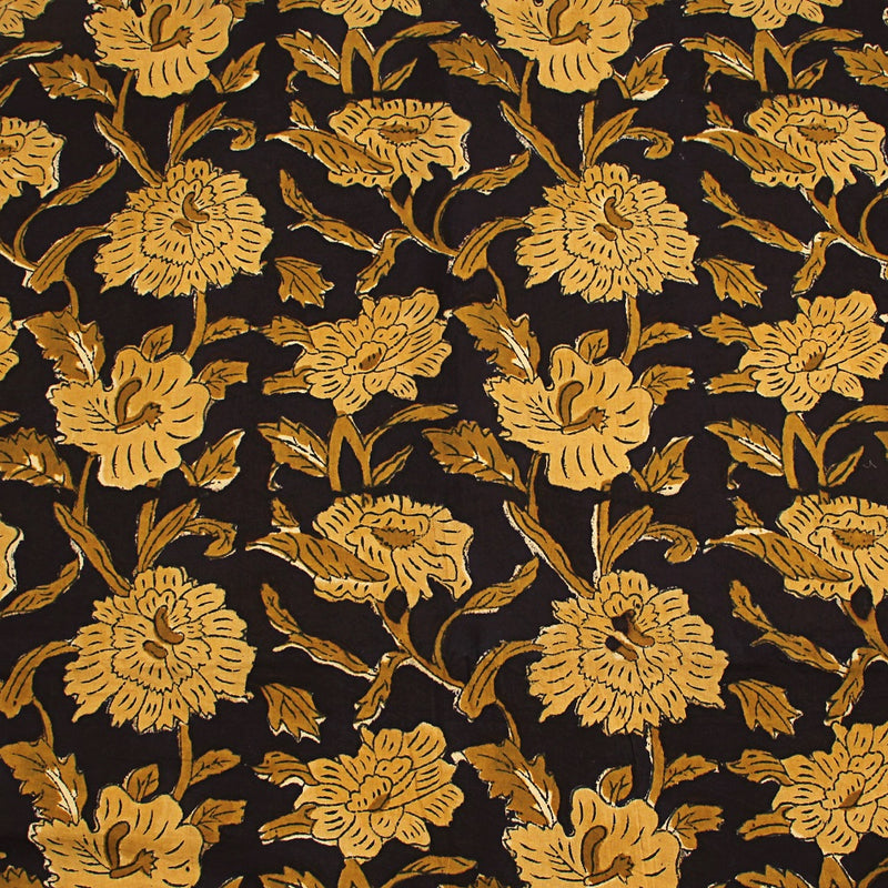 Beige Floral Jaal Sanganeri Handblock Print Cotton Fabric