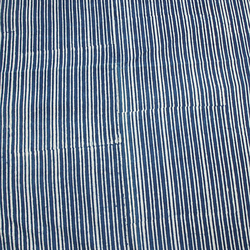 White Lines Dabu Hand Block Printed Cotton Fabric