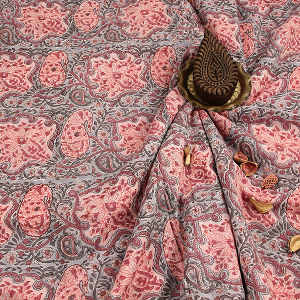 Pink Coral Sanganeri Handblock Print Cotton Fabric