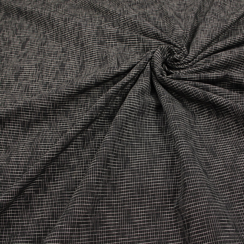 Black Lines Ikkat Cotton Fabric